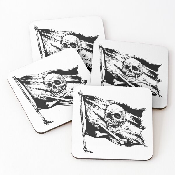 Item preview, Pirate Flag Skull and Crossbones – Bold Black and White Jolly Roger Art designed and sold by inkoutninja.