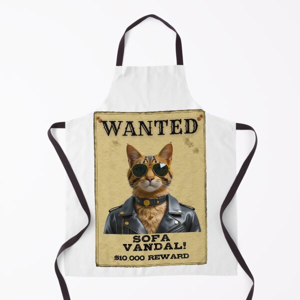 Item preview, Funny Savannah Cat WANTED Poster – Cool Sunglasses & Leather Jacket Sofa Vandal designed and sold by Fredster1966.