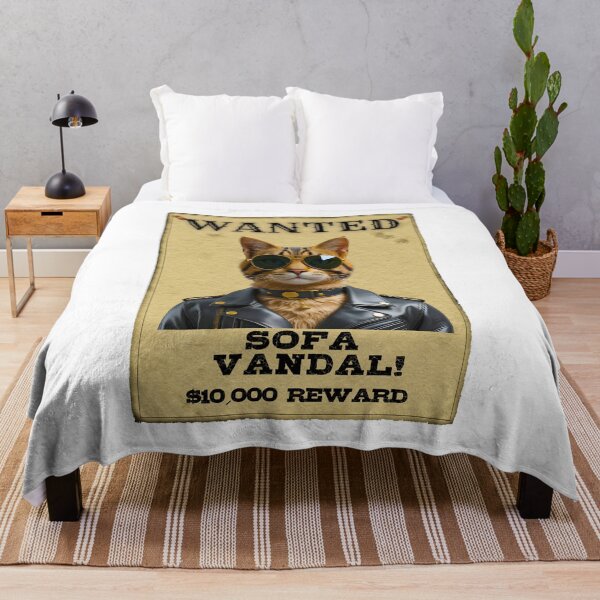Item preview, Funny Savannah Cat WANTED Poster – Cool Sunglasses & Leather Jacket Sofa Vandal designed and sold by Fredster1966.