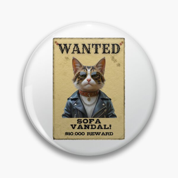 Item preview, Funny Ragamuffin Cat WANTED Poster – Cool Sunglasses & Leather Jacket Sofa Vandal designed and sold by Fredster1966.