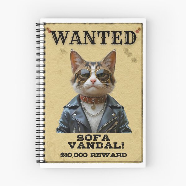 Item preview, Funny Ragamuffin Cat WANTED Poster – Cool Sunglasses & Leather Jacket Sofa Vandal designed and sold by Fredster1966.