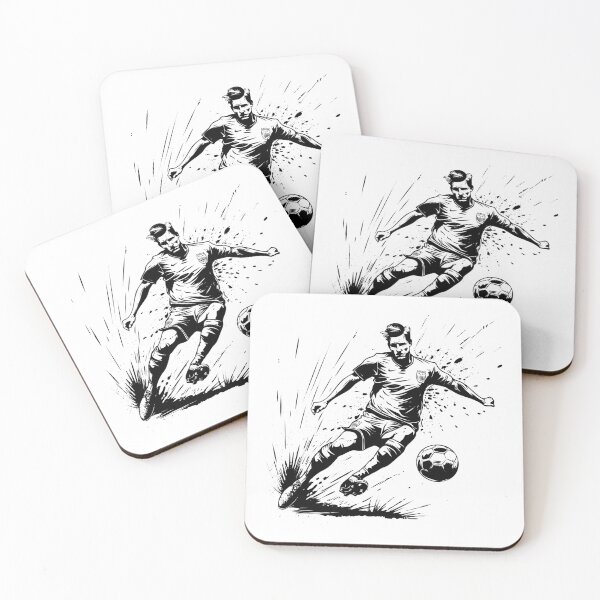 Item preview, Soccer Player in Action – Dynamic Black and White Football Art designed and sold by inkoutninja.