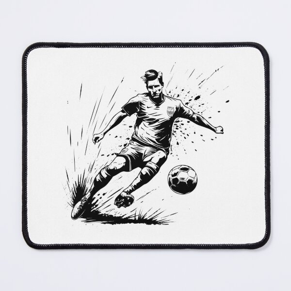 Item preview, Soccer Player in Action – Dynamic Black and White Football Art designed and sold by inkoutninja.