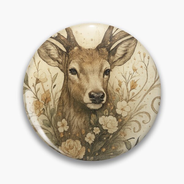 Item preview, Forest Deer & Blossoms – Vintage Cottagecore in Gold (Wild Beauty) designed and sold by Bernd Friese.