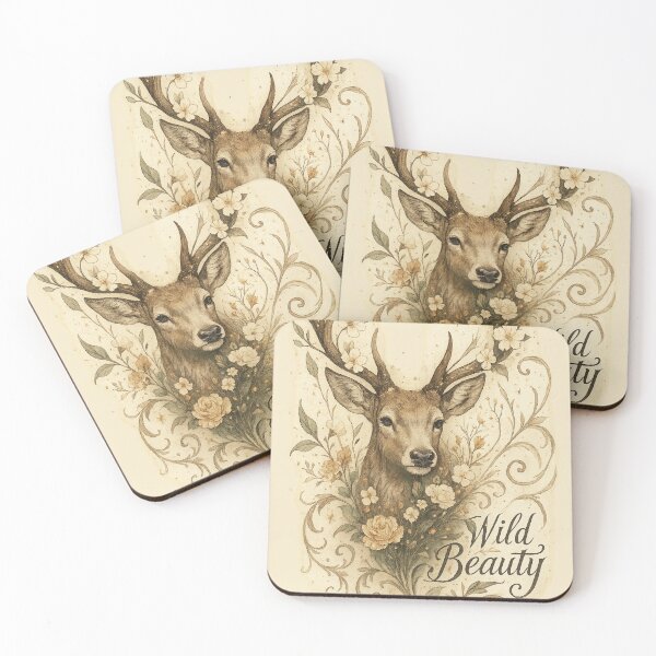 Item preview, Forest Deer & Blossoms – Vintage Cottagecore in Gold (Wild Beauty) designed and sold by Bernd Friese.
