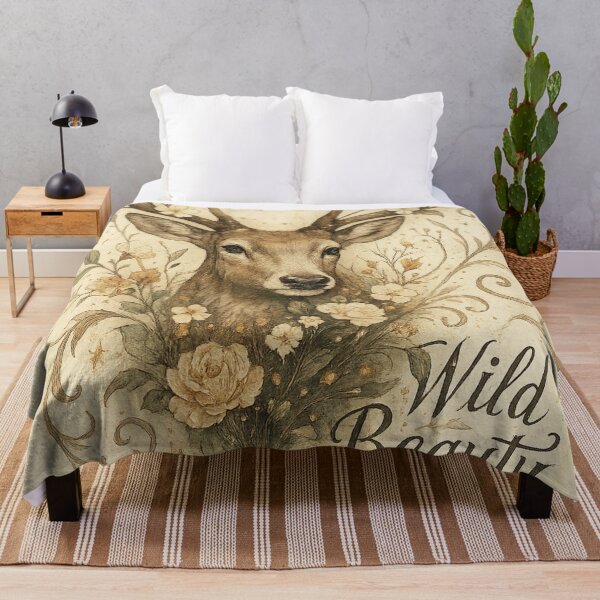 Item preview, Forest Deer & Blossoms – Vintage Cottagecore in Gold (Wild Beauty) designed and sold by Bernd Friese.