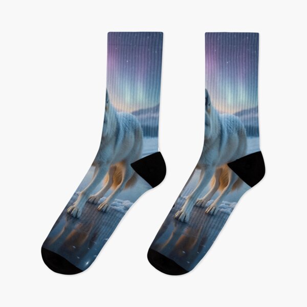 Item preview, Sacred North - White Wolf and Northern Lights designed and sold by Nightcoder Designs.