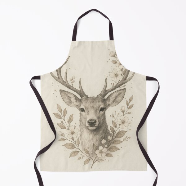 Item preview, Gentle deer with flowers – vintage pencil drawing designed and sold by Bernd Friese.