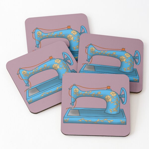 Item preview, Blue Vintage Sewing Machine Sewing Art designed and sold by flickandflop.