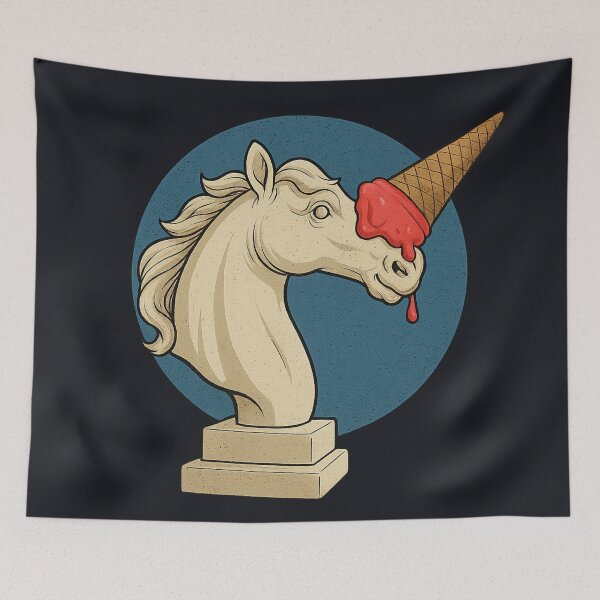 Item preview, Unicone – Unicorn parody with ice cream cone on a classic horse bust | Pop Art Humor designed and sold by Bernd Friese.