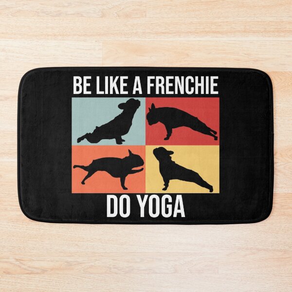 Item preview, frenchies do yoga black silhouette and white tekst designed and sold by FrenchieStyle25.