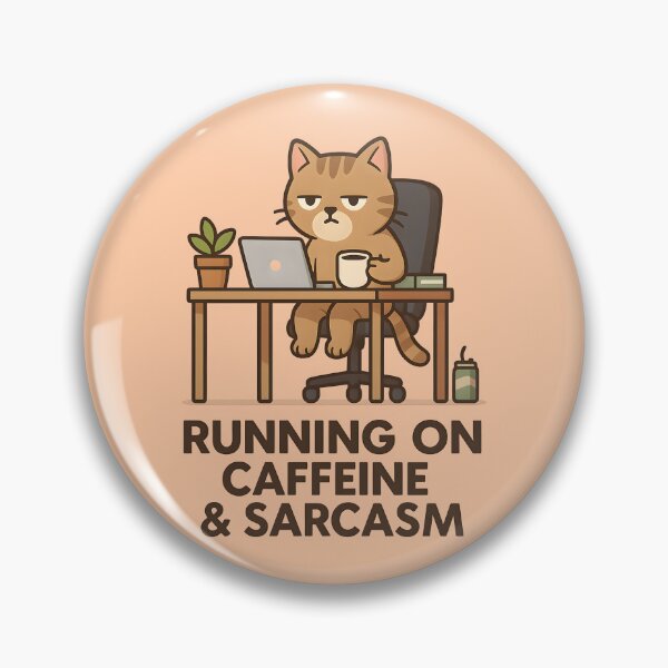 Item preview, Running on Caffeine & Sarcasm – Office cat with coffee cup designed and sold by domi199834.