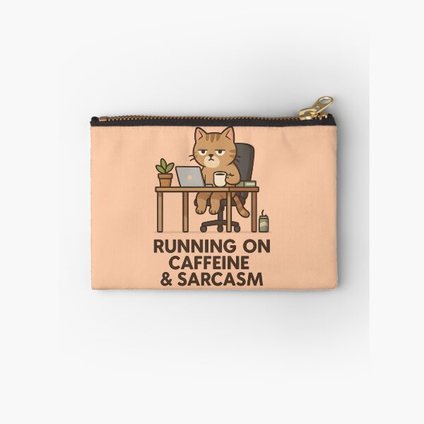 Item preview, Running on Caffeine & Sarcasm – Office cat with coffee cup designed and sold by domi199834.