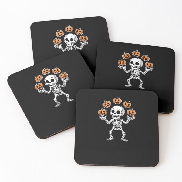 Item preview, Playful Skeleton Juggling Ghost Pumpkins – Cute Spooky Halloween Cartoon Design on Black Background designed and sold by MissRasheedHam.