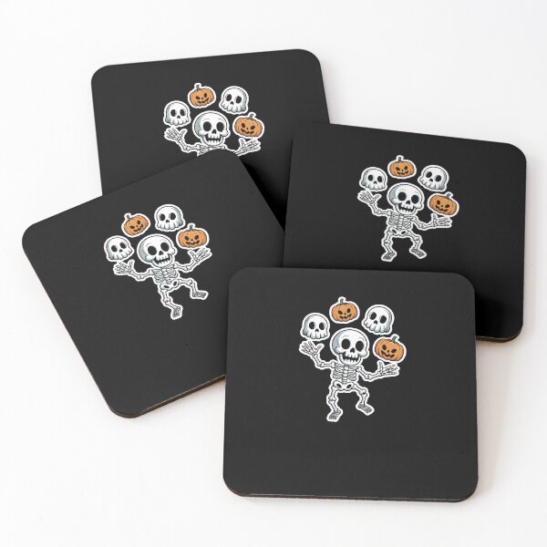 Item preview, Playful Skeleton Juggling Ghost Pumpkins – Cute Spooky Halloween Cartoon Design on Black Background designed and sold by MissRasheedHam.