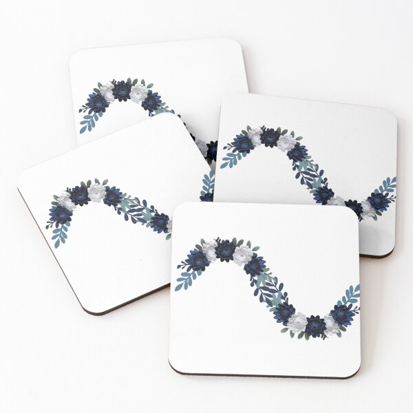 Item preview, Navy Blue & White Floral Wave designed and sold by Vintage Vault.