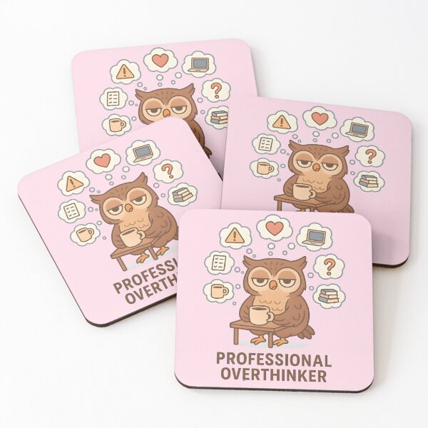 Item preview, Professional Overthinker – Owl with thought bubbles designed and sold by domi199834.