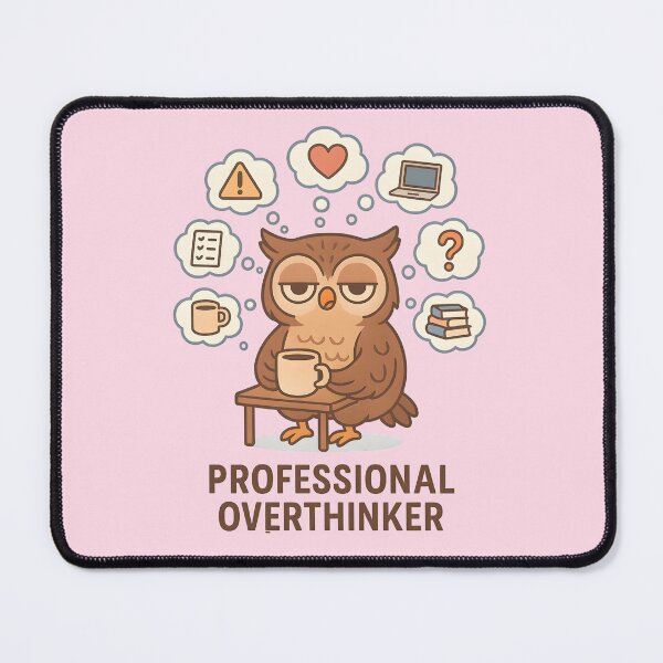 Item preview, Professional Overthinker – Owl with thought bubbles designed and sold by domi199834.