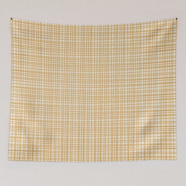 Item preview, Mid Century Modern Minimalist Woven Line Fine Weave Pattern in Muted Mustard Gold and Beige designed and sold by kierkegaard.
