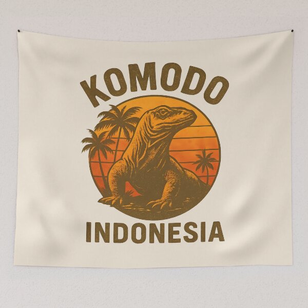 Item preview, Komodo Dragon Sunset – Indonesia Vintage Style designed and sold by Place-Heritages.