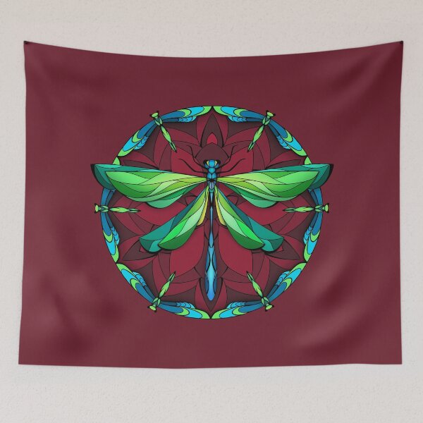 Item preview, Green Dragonfly - Symmetrical Winged Insect Illustration designed and sold by Soelly.