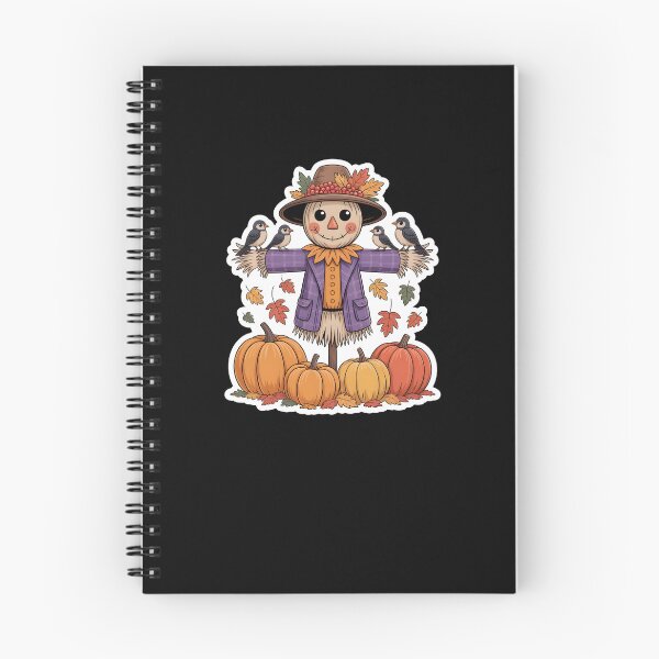 Item preview, Cute Autumn Scarecrow – Pumpkin Patch Fall Harvest Illustration on Black Background designed and sold by MissRasheedHam.