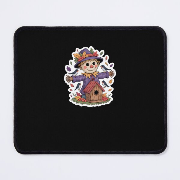 Item preview, Cute Autumn Scarecrow – Pumpkin Patch Fall Harvest Illustration on Black Background designed and sold by MissRasheedHam.