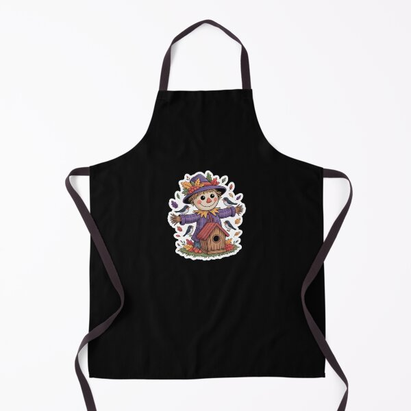 Item preview, Cute Autumn Scarecrow – Pumpkin Patch Fall Harvest Illustration on Black Background designed and sold by MissRasheedHam.