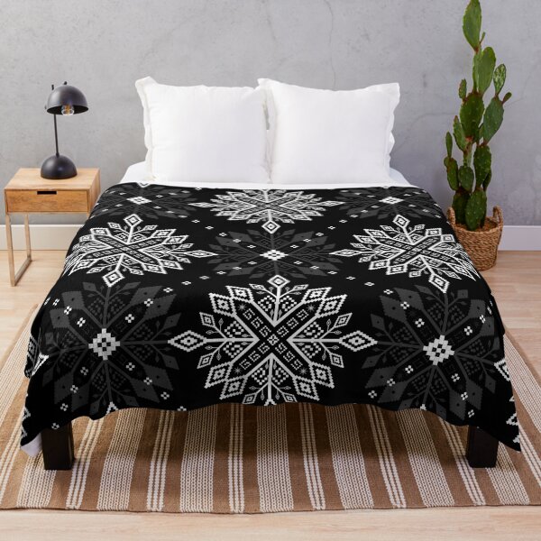 Item preview, Black & White Pixel Ethnic Snowflake Pattern designed and sold by Khwanchai.