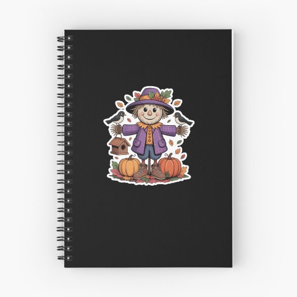 Item preview, Cute Autumn Scarecrow – Pumpkin Patch Fall Harvest Illustration on Black Background designed and sold by MissRasheedHam.