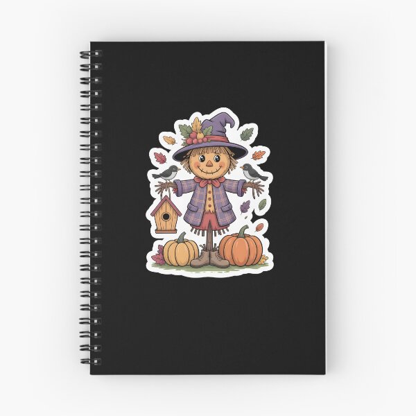Item preview, Cute Autumn Scarecrow – Pumpkin Patch Fall Harvest Illustration on Black Background designed and sold by MissRasheedHam.