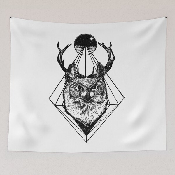 Item preview, Owl with Antlers - Guardian of the Night designed and sold by camarocaro.