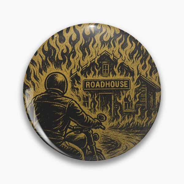 Item preview, Ride into the Inferno – Biker and Burning Roadhouse designed and sold by digicx.