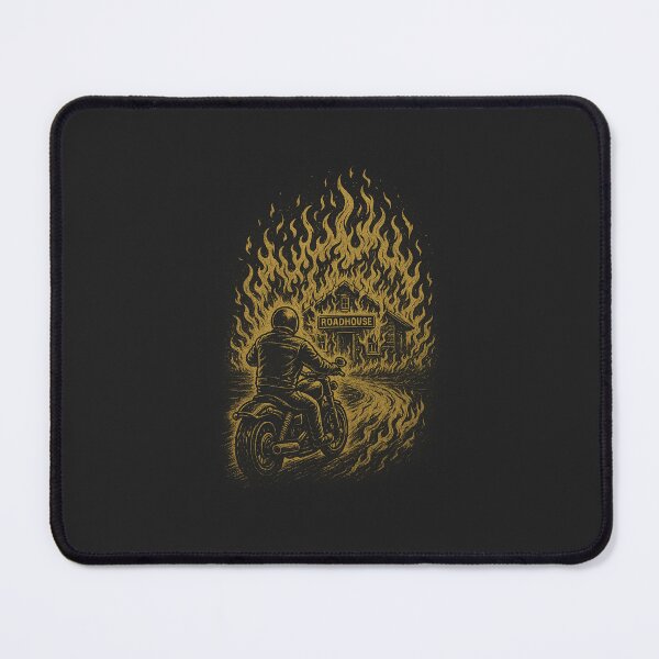 Item preview, Ride into the Inferno – Biker and Burning Roadhouse designed and sold by digicx.