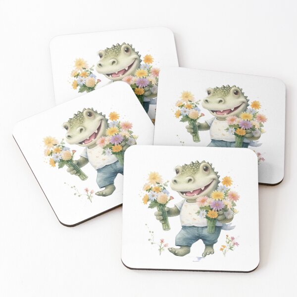 Item preview, A little crocodile walking and holding flowers designed and sold by Theerapong Masanong.