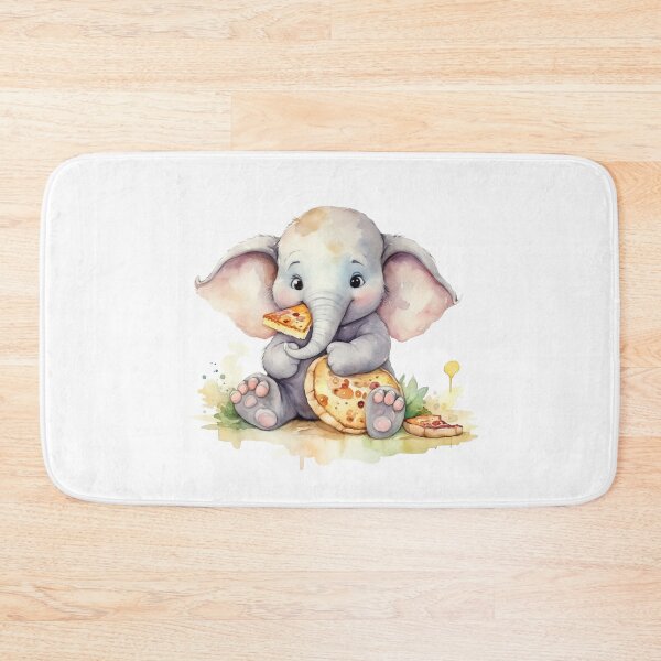 Item preview, Little elephant is enjoying pizza. designed and sold by Theerapong Masanong.