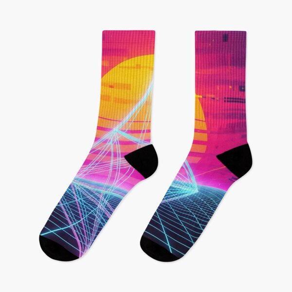 Item preview, Retrowave Grid Digital Sunset designed and sold by Rendered-Wear.