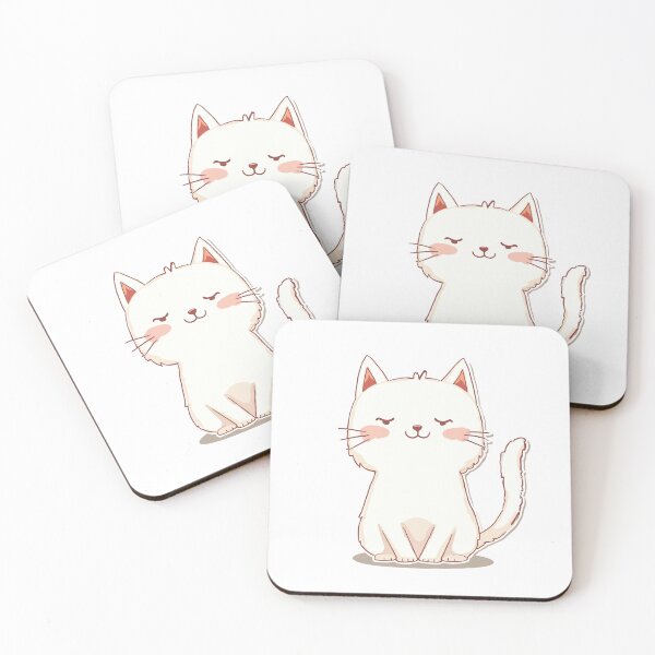 Item preview, Cute White Cat Illustration – Kawaii Chubby Kitty with Blush Cheeks designed and sold by Mr-Slow.