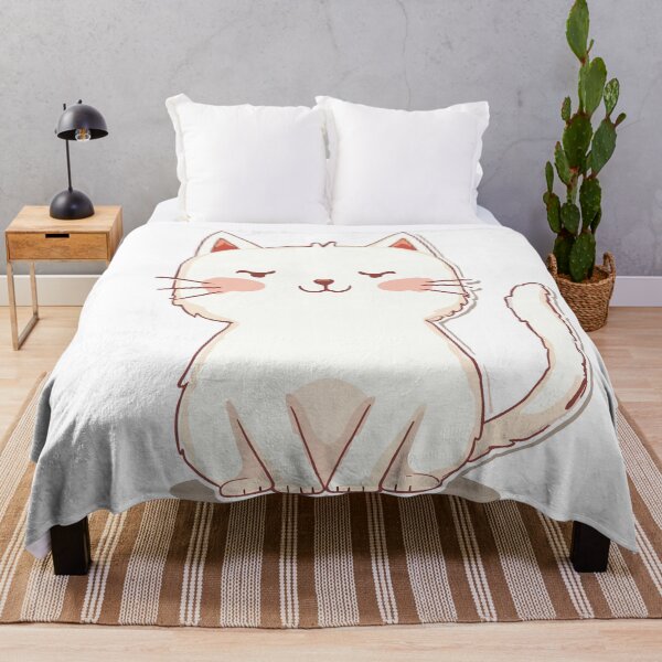 Item preview, Cute White Cat Illustration – Kawaii Chubby Kitty with Blush Cheeks designed and sold by Mr-Slow.