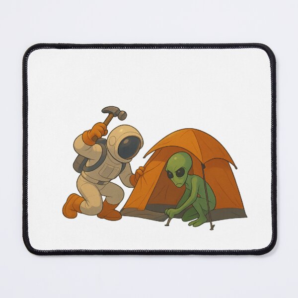Item preview, Stellar Camp: Astronaut & Alien Pitching a Tent in Space designed and sold by HEERMANArt.