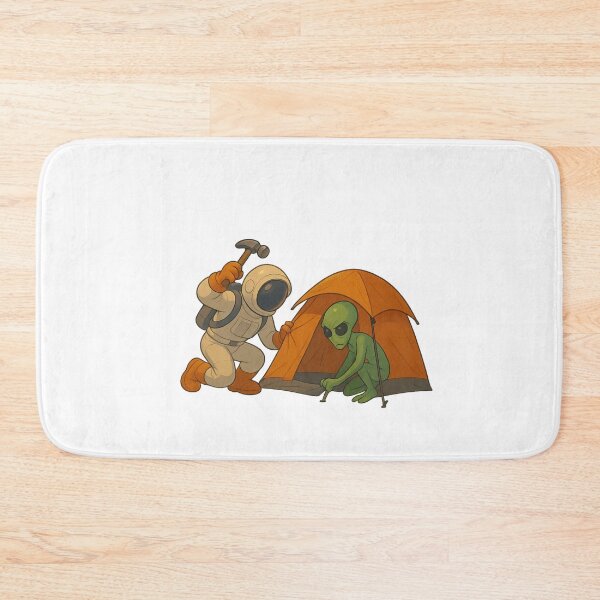 Item preview, Stellar Camp: Astronaut & Alien Pitching a Tent in Space designed and sold by HEERMANArt.