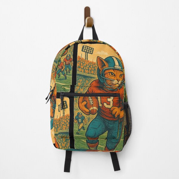 Item preview, Retro Style Cat Quarterback – Colorful Football Artwork designed and sold by RetroPawsDesign.