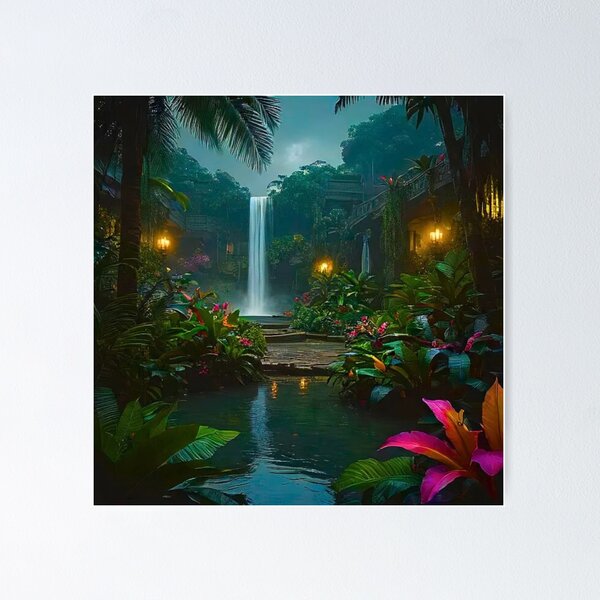 Aperçu de l'œuvre Sérénité tropicale : une escapade brumeuse créée et vendue par Lilly Land.