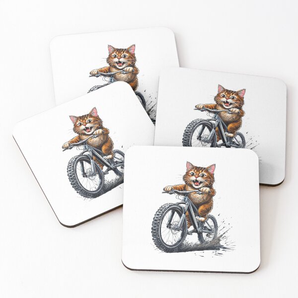 Item preview, "Cat Riding a Bicycle" Men's T-Shirt – Fun Kitten Wheelie Graphic & Eco-Friendly Fashion designed and sold by Colorful-Garden.