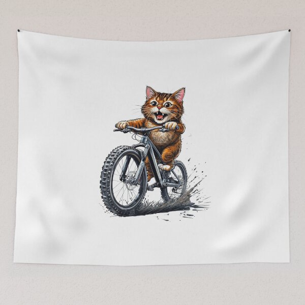 Item preview, "Cat Riding a Bicycle" Men's T-Shirt – Fun Kitten Wheelie Graphic & Eco-Friendly Fashion designed and sold by Colorful-Garden.