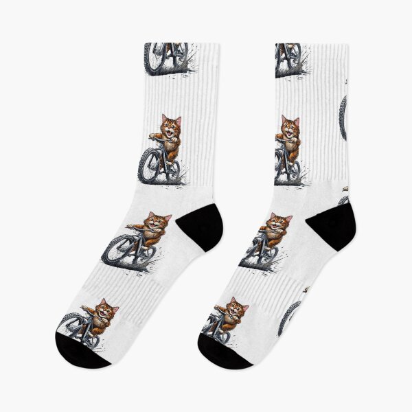 Item preview, "Cat Riding a Bicycle" Men's T-Shirt – Fun Kitten Wheelie Graphic & Eco-Friendly Fashion designed and sold by Colorful-Garden.