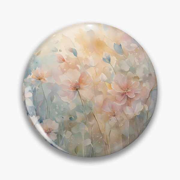 Item preview,  Watercolor Florals Pattern Pastel Gold  Blue Pink,  Feminine Romantic Elegant Pattern designed and sold by KolorellaS.