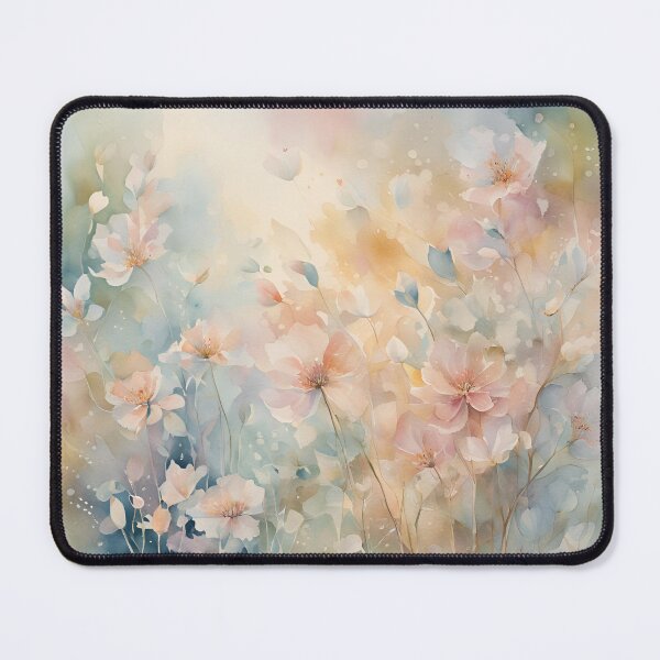 Item preview,  Watercolor Florals Pattern Pastel Gold  Blue Pink,  Feminine Romantic Elegant Pattern designed and sold by KolorellaS.