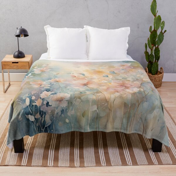 Item preview,  Watercolor Florals Pattern Pastel Gold  Blue Pink,  Feminine Romantic Elegant Pattern designed and sold by KolorellaS.