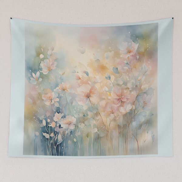Item preview,  Watercolor Florals Pattern Pastel Gold  Blue Pink,  Feminine Romantic Elegant Pattern designed and sold by KolorellaS.